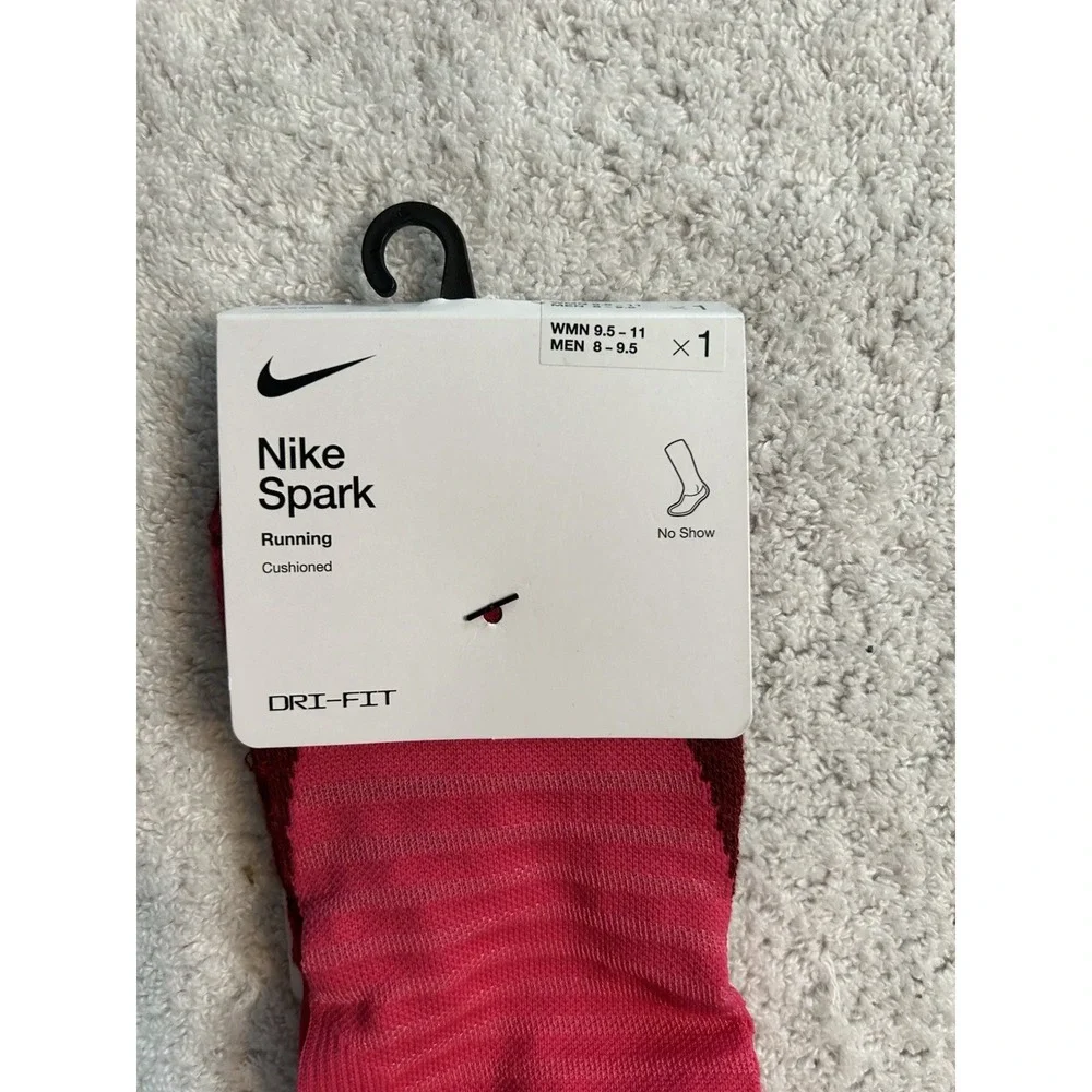 Nike Spark Running No Show Cushioned Womens 9.5-11/Men's 8-9.5 Pink Socks (A8)